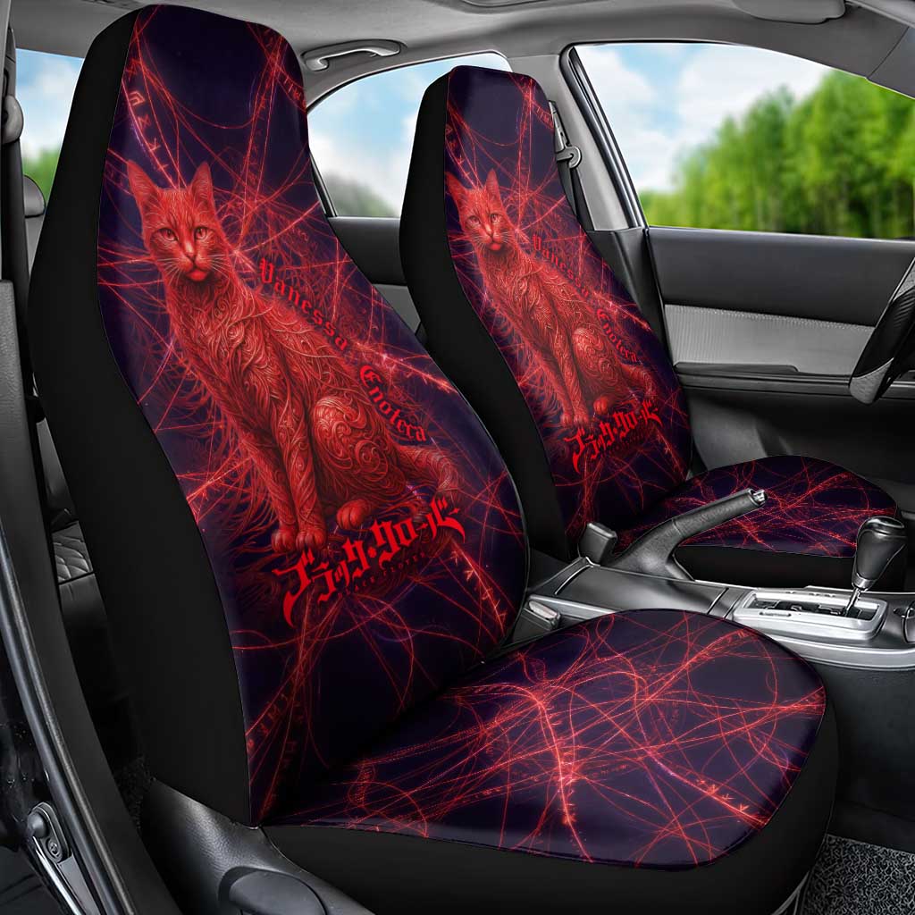 Vanessa Enoteca Black Clover Car Seat Cover Arcane Thread Magic Style with Mystic Red Cat Motif