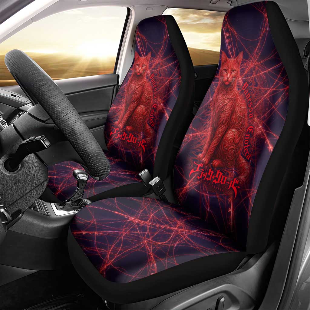 Vanessa Enoteca Black Clover Car Seat Cover Arcane Thread Magic Style with Mystic Red Cat Motif