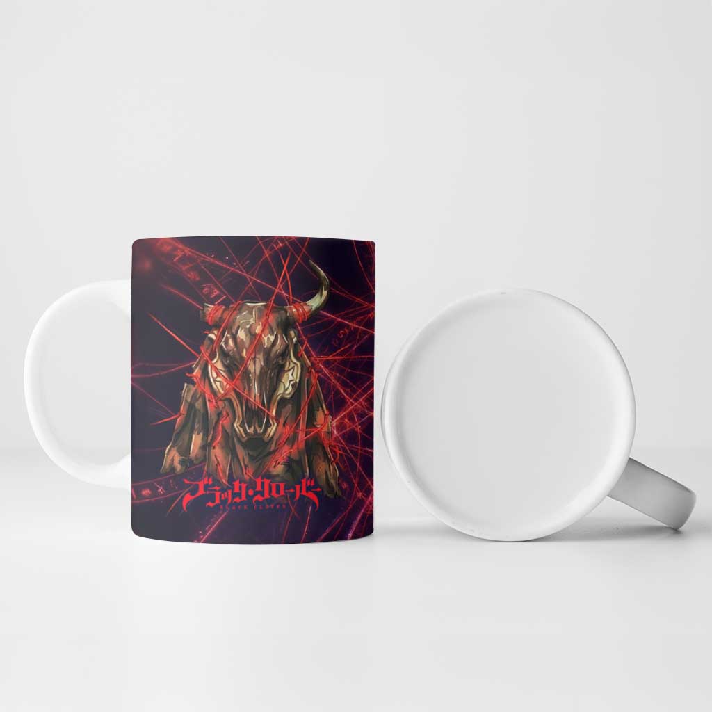 Vanessa Enoteca Black Clover Ceramic Mug Arcane Thread Magic Style with Mystic Red Cat Motif