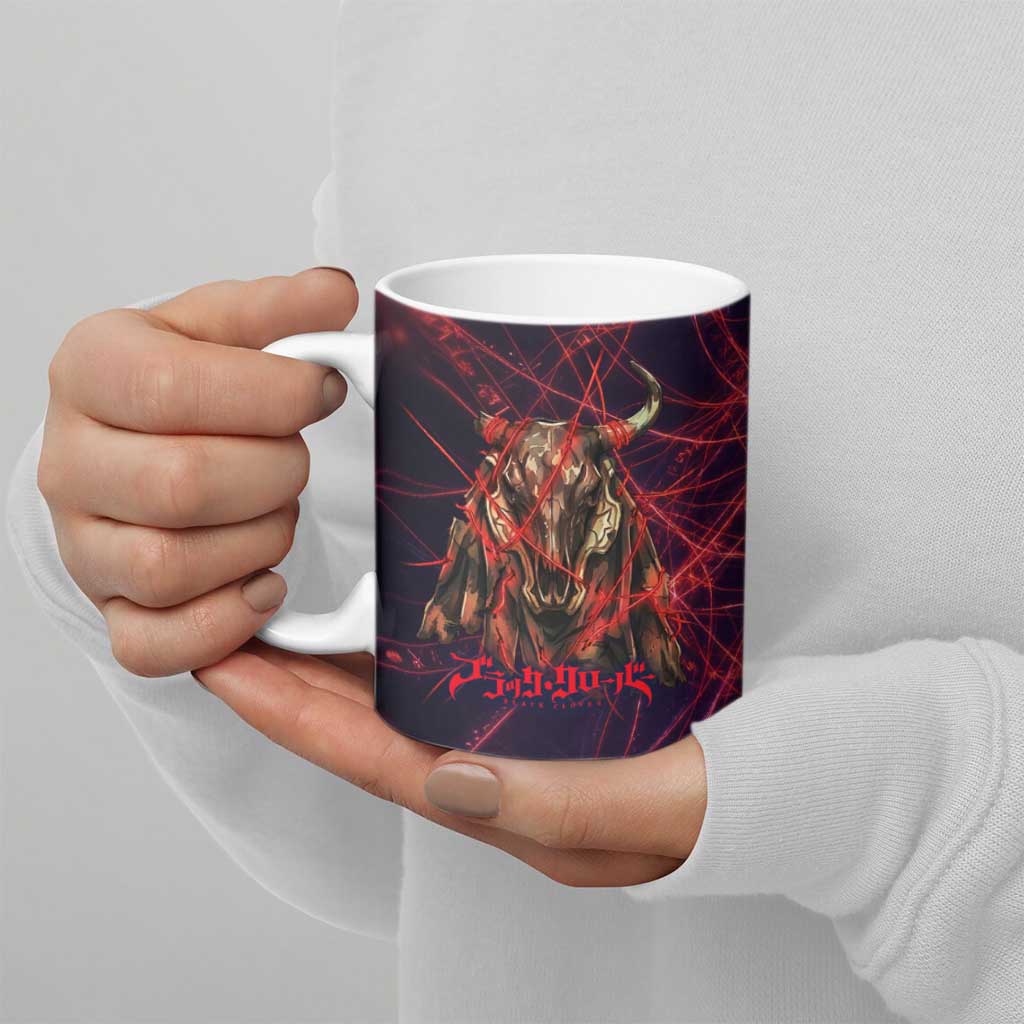 Vanessa Enoteca Black Clover Ceramic Mug Arcane Thread Magic Style with Mystic Red Cat Motif
