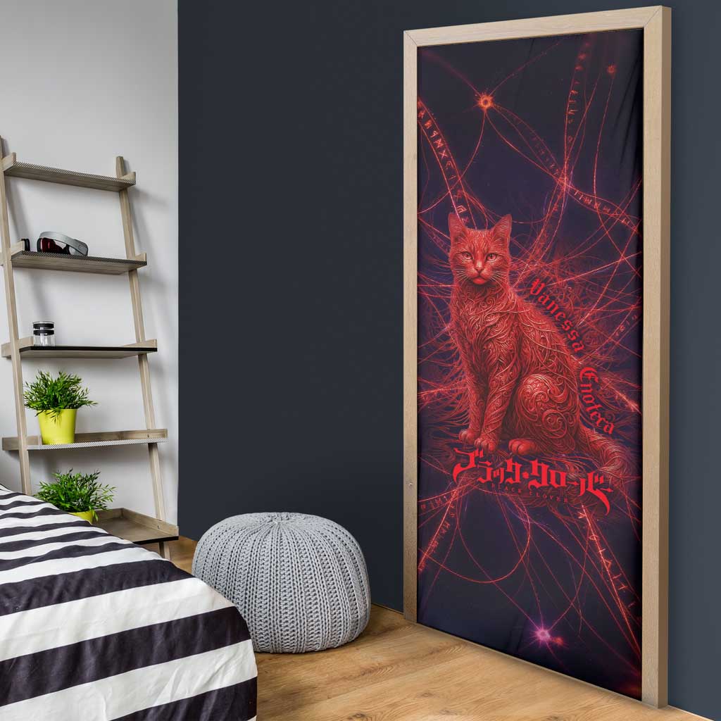 Vanessa Enoteca Black Clover Door Cover Arcane Thread Magic Style with Mystic Red Cat Motif