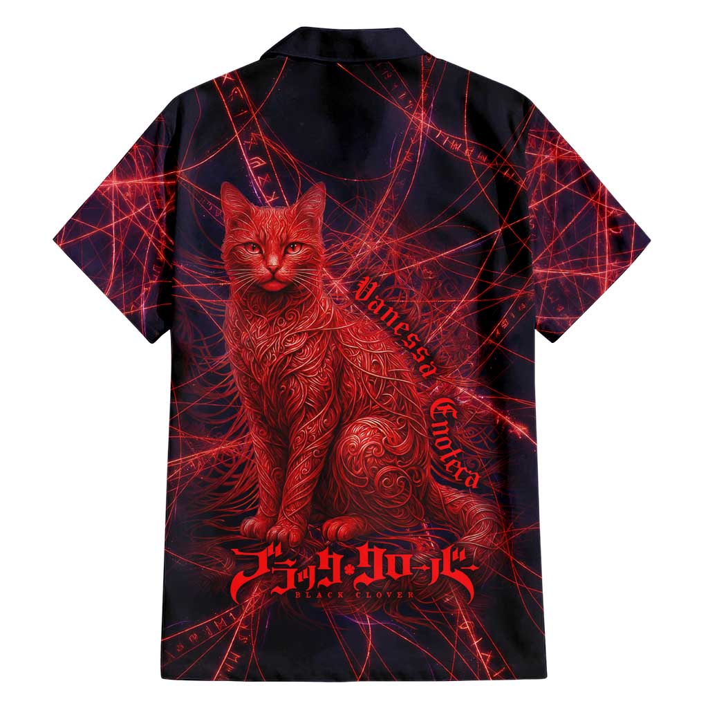 Vanessa Enoteca Black Clover Family Matching Mermaid Dress and Hawaiian Shirt Arcane Thread Magic Style with Mystic Red Cat Motif