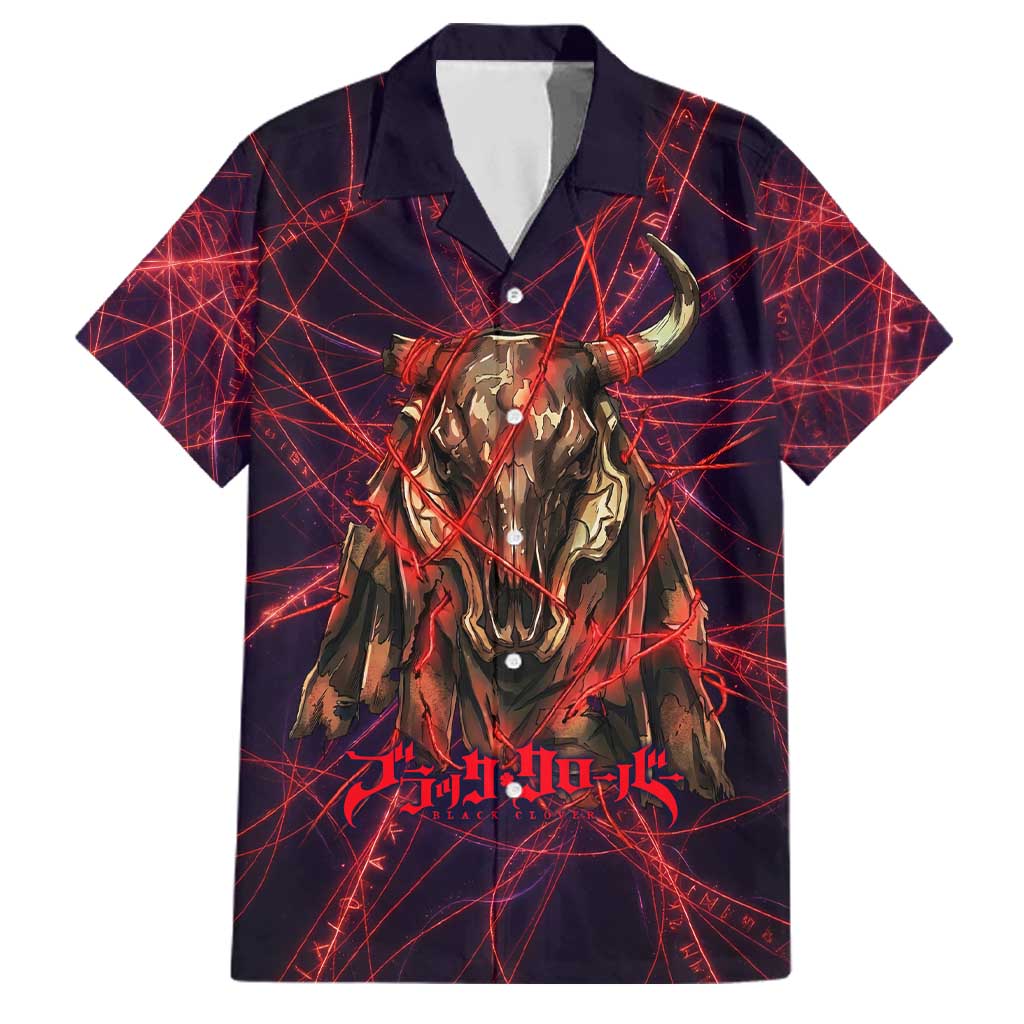 Vanessa Enoteca Black Clover Family Matching Tank Maxi Dress and Hawaiian Shirt Arcane Thread Magic Style with Mystic Red Cat Motif