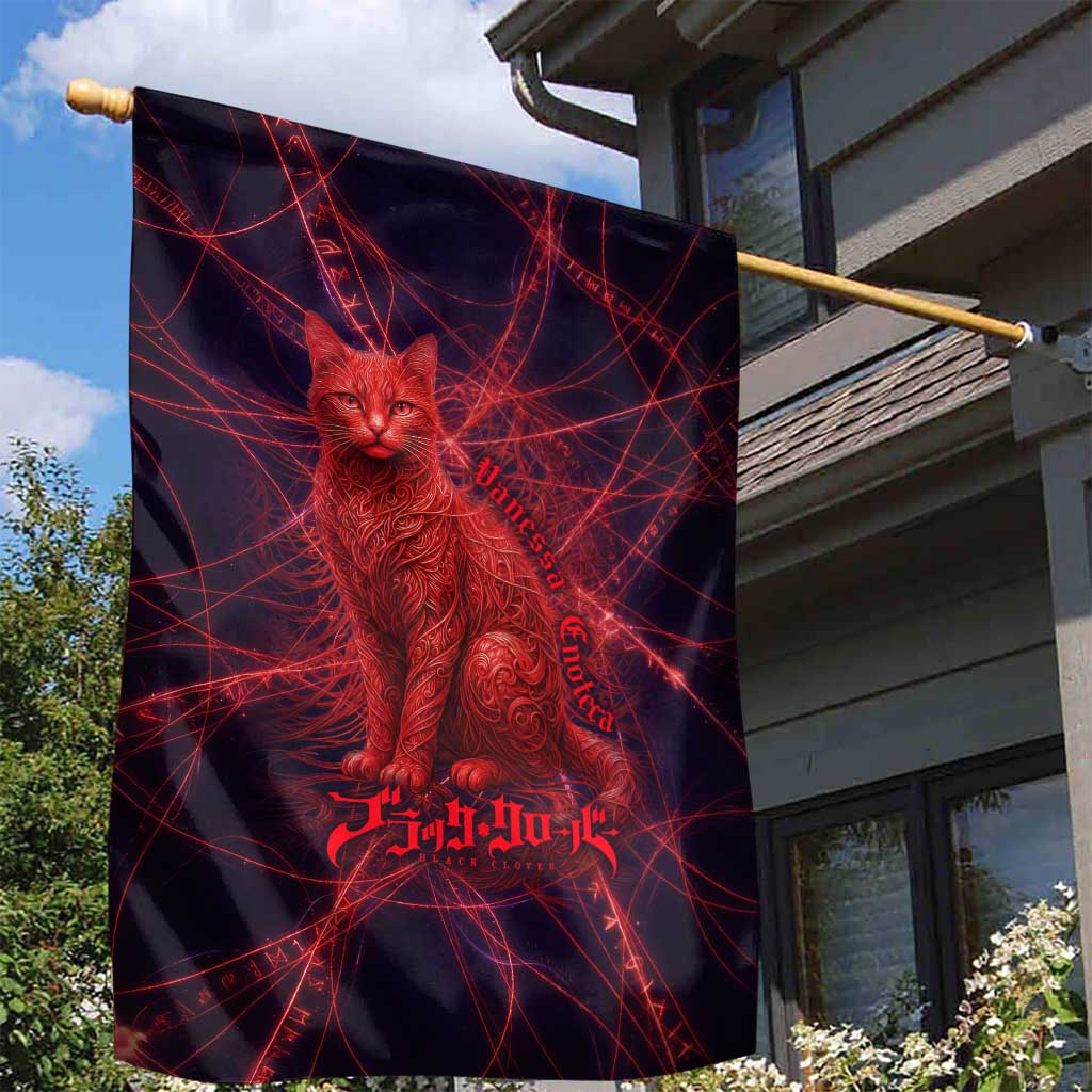 Vanessa Enoteca Black Clover Garden Flag Arcane Thread Magic Style with Mystic Red Cat Motif