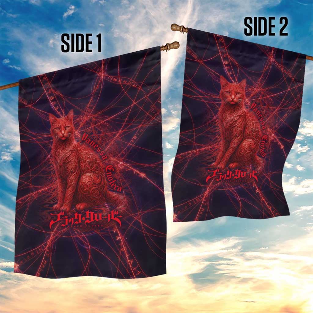 Vanessa Enoteca Black Clover Garden Flag Arcane Thread Magic Style with Mystic Red Cat Motif