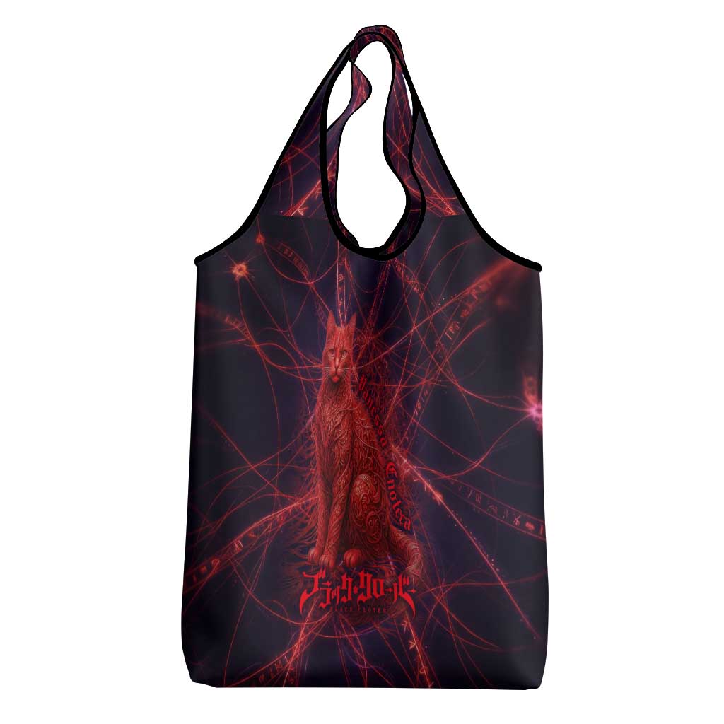 Vanessa Enoteca Black Clover Grocery Bag Arcane Thread Magic Style with Mystic Red Cat Motif