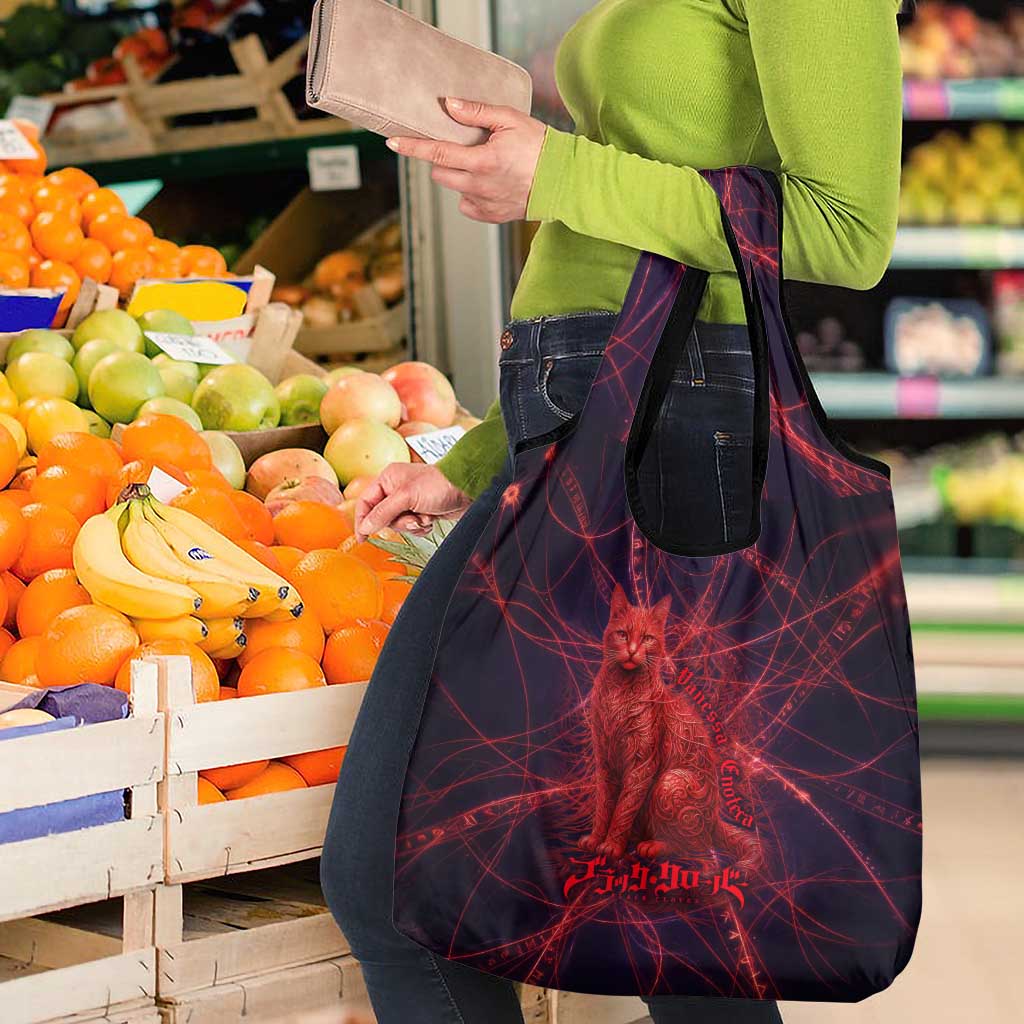 Vanessa Enoteca Black Clover Grocery Bag Arcane Thread Magic Style with Mystic Red Cat Motif