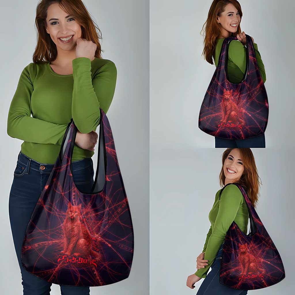 Vanessa Enoteca Black Clover Grocery Bag Arcane Thread Magic Style with Mystic Red Cat Motif