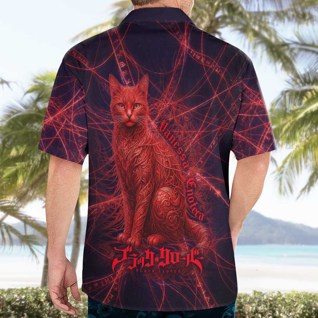 Vanessa Enoteca Black Clover Hawaiian Shirt Arcane Thread Magic Style with Mystic Red Cat Motif