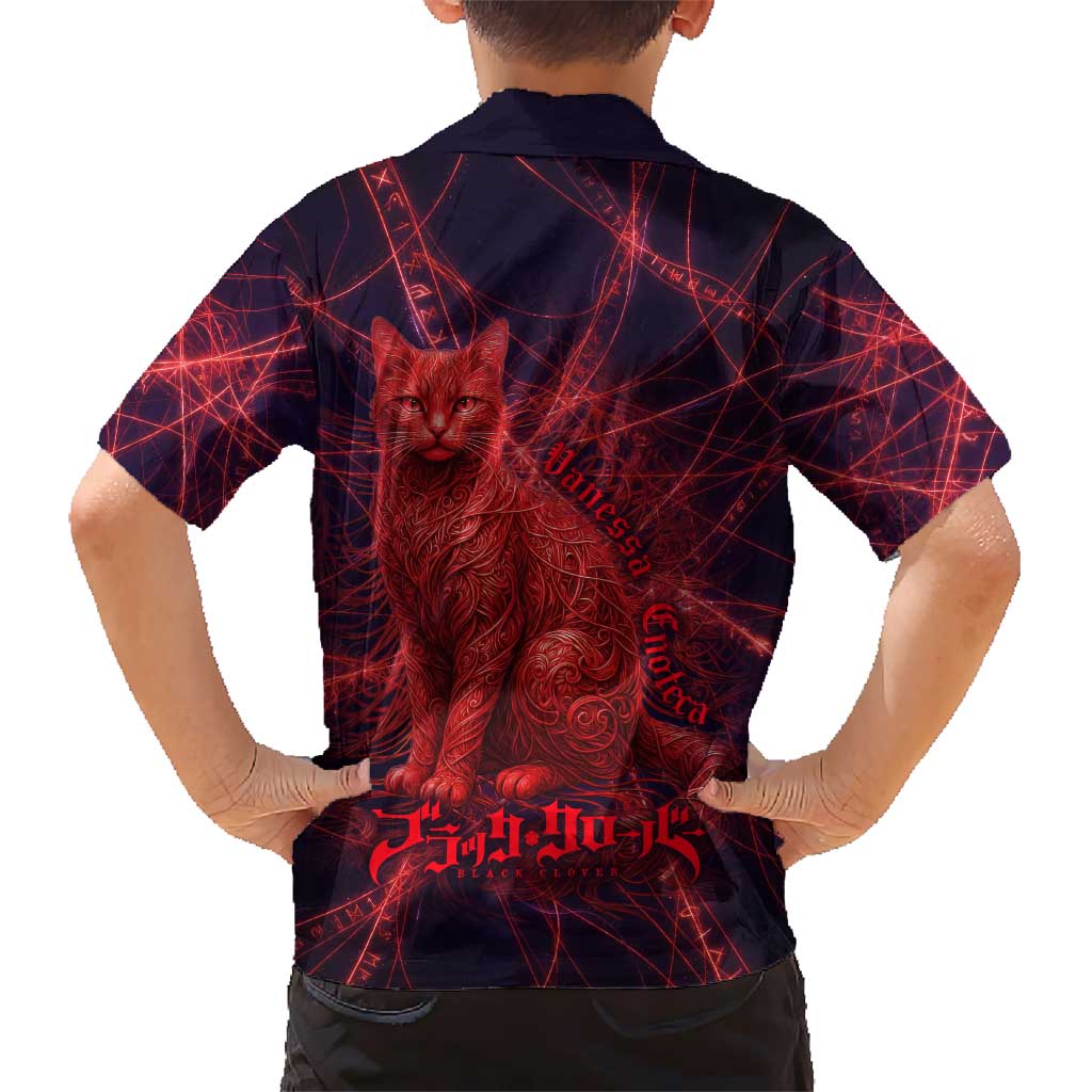 Vanessa Enoteca Black Clover Hawaiian Shirt Arcane Thread Magic Style with Mystic Red Cat Motif