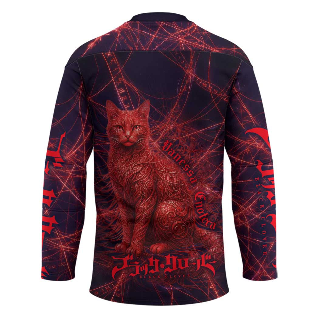 Vanessa Enoteca Black Clover Hockey Jersey Arcane Thread Magic Style with Mystic Red Cat Motif