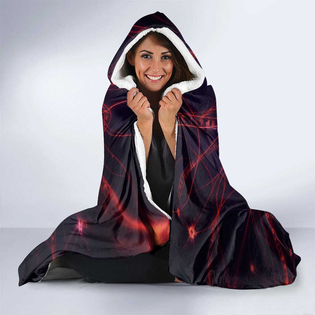 Vanessa Enoteca Black Clover Hooded Blanket Arcane Thread Magic Style with Mystic Red Cat Motif