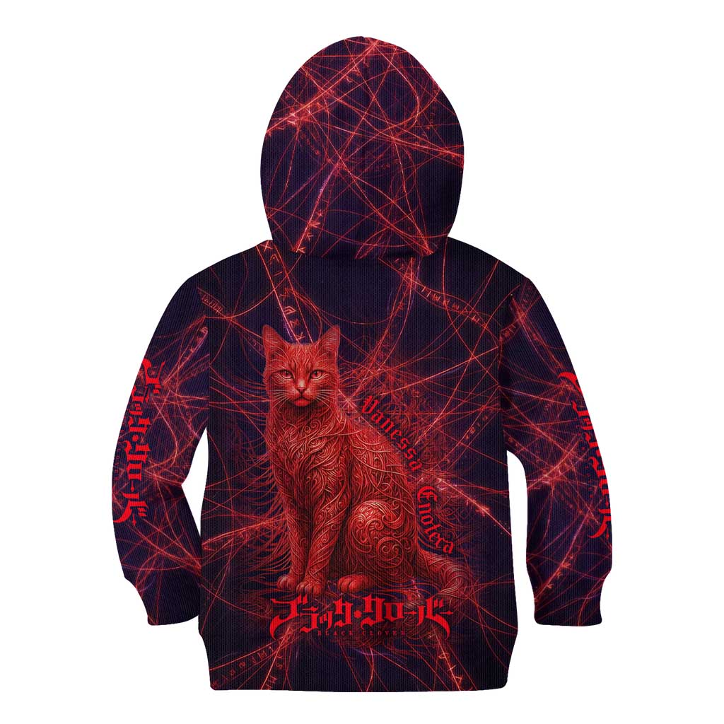 Vanessa Enoteca Black Clover Kid Hoodie Arcane Thread Magic Style with Mystic Red Cat Motif