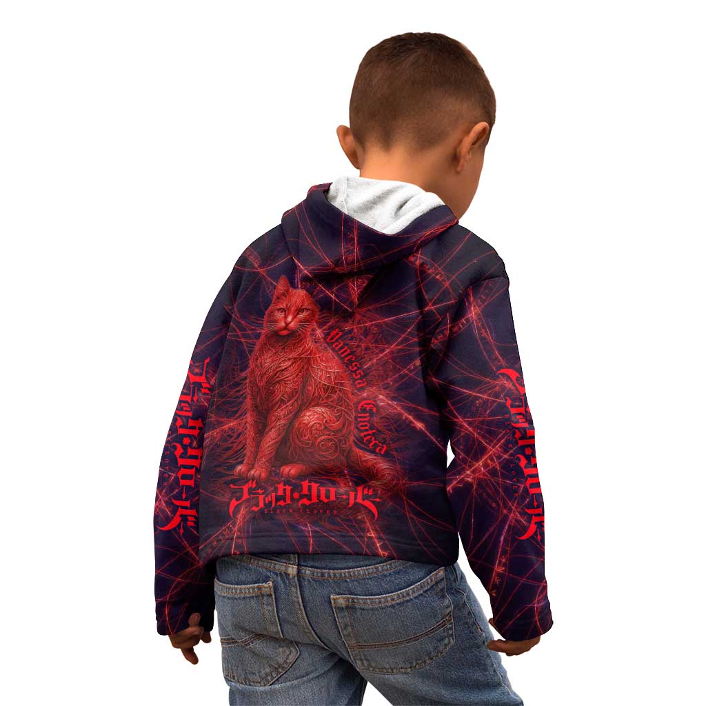 Vanessa Enoteca Black Clover Kid Hoodie Arcane Thread Magic Style with Mystic Red Cat Motif