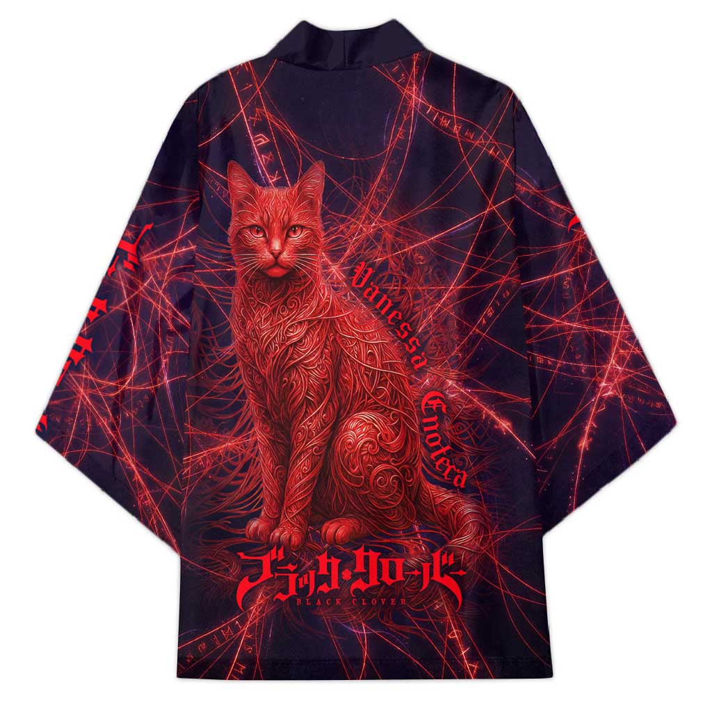 Vanessa Enoteca Black Clover Kimono Arcane Thread Magic Style with Mystic Red Cat Motif