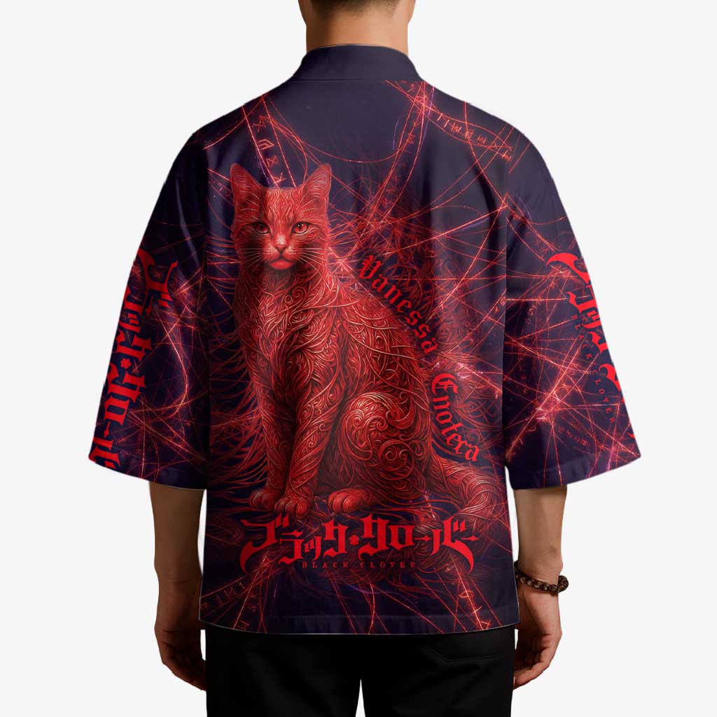 Vanessa Enoteca Black Clover Kimono Arcane Thread Magic Style with Mystic Red Cat Motif
