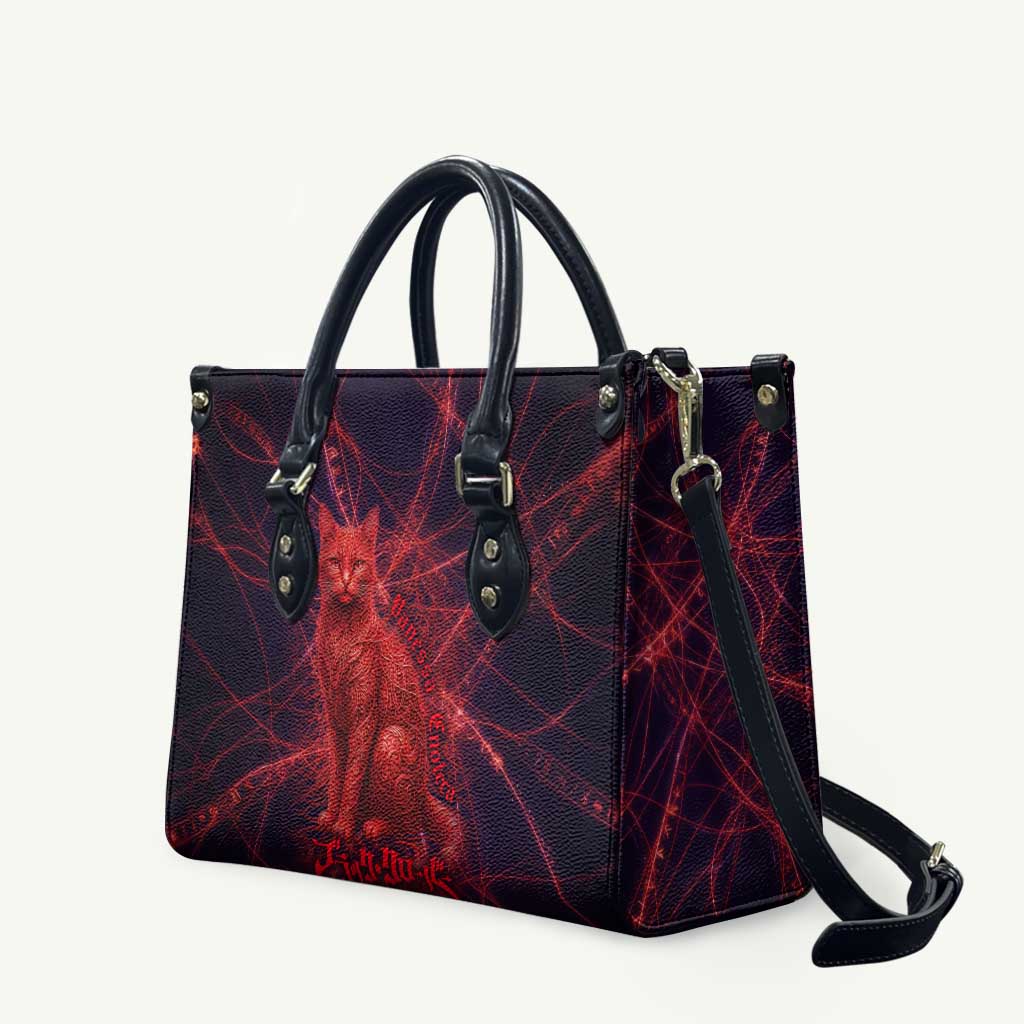 Vanessa Enoteca Black Clover Leather Bag Arcane Thread Magic Style with Mystic Red Cat Motif