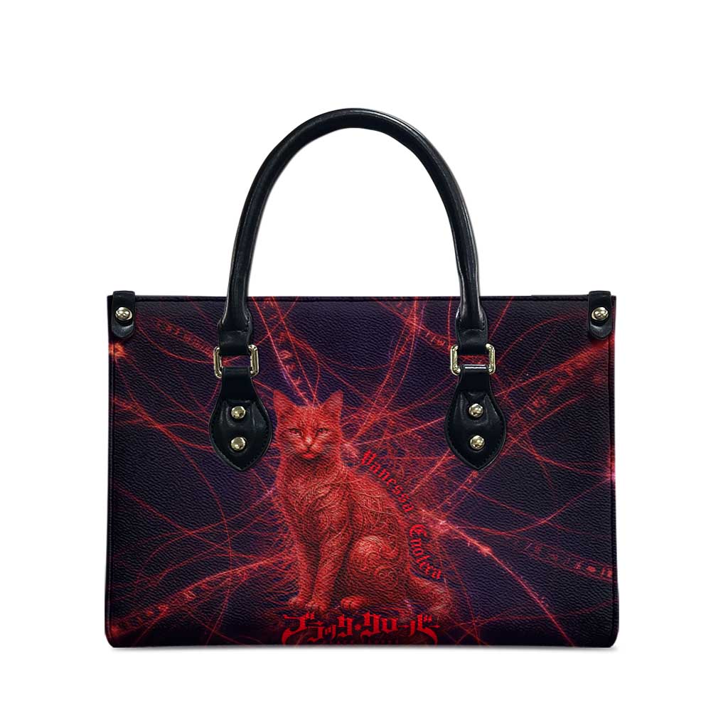 Vanessa Enoteca Black Clover Leather Bag Arcane Thread Magic Style with Mystic Red Cat Motif