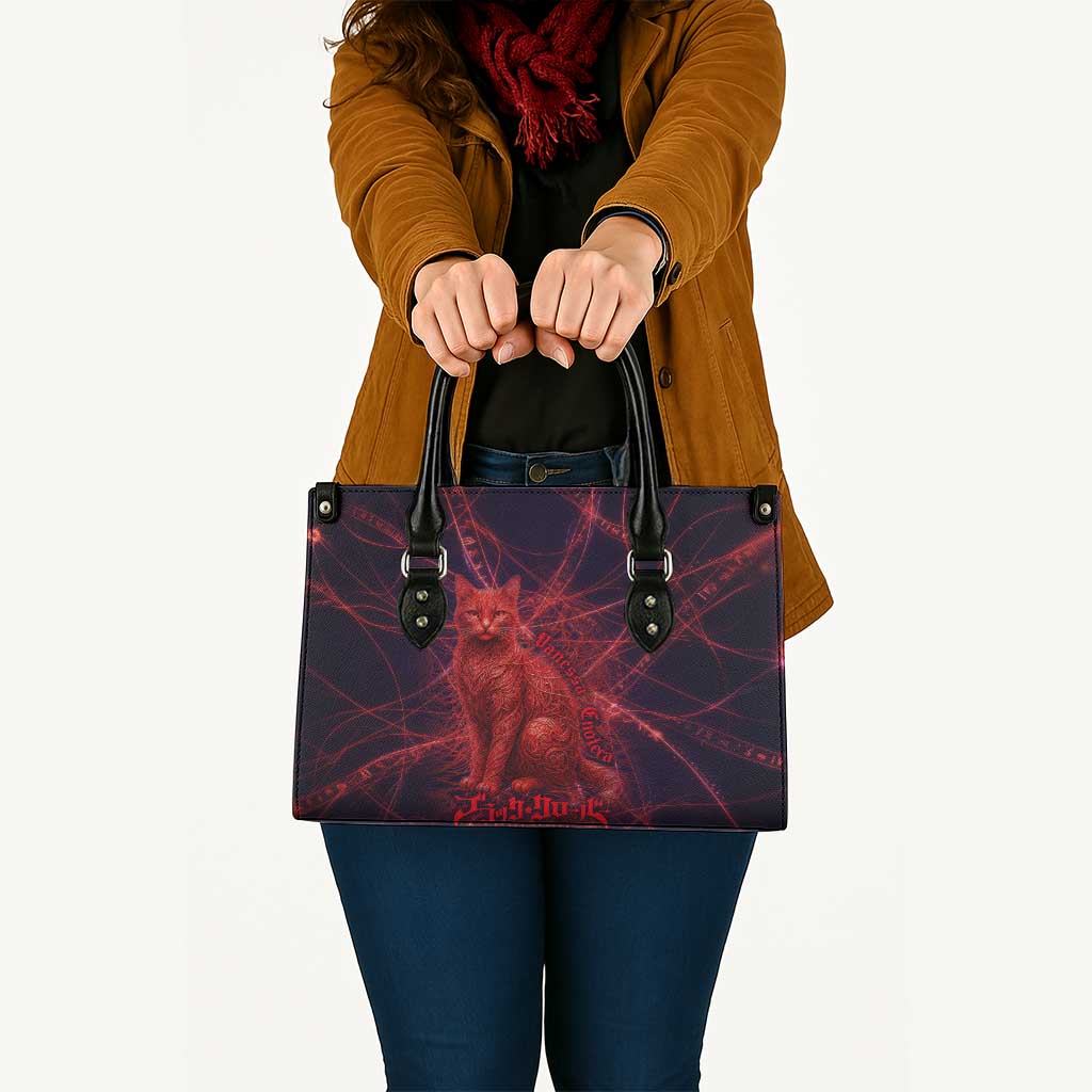 Vanessa Enoteca Black Clover Leather Bag Arcane Thread Magic Style with Mystic Red Cat Motif