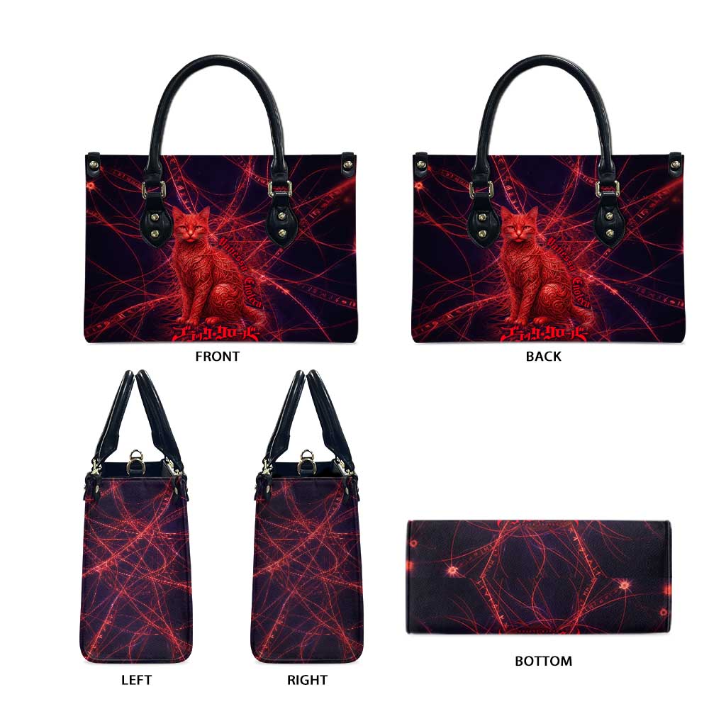 Vanessa Enoteca Black Clover Leather Bag Arcane Thread Magic Style with Mystic Red Cat Motif