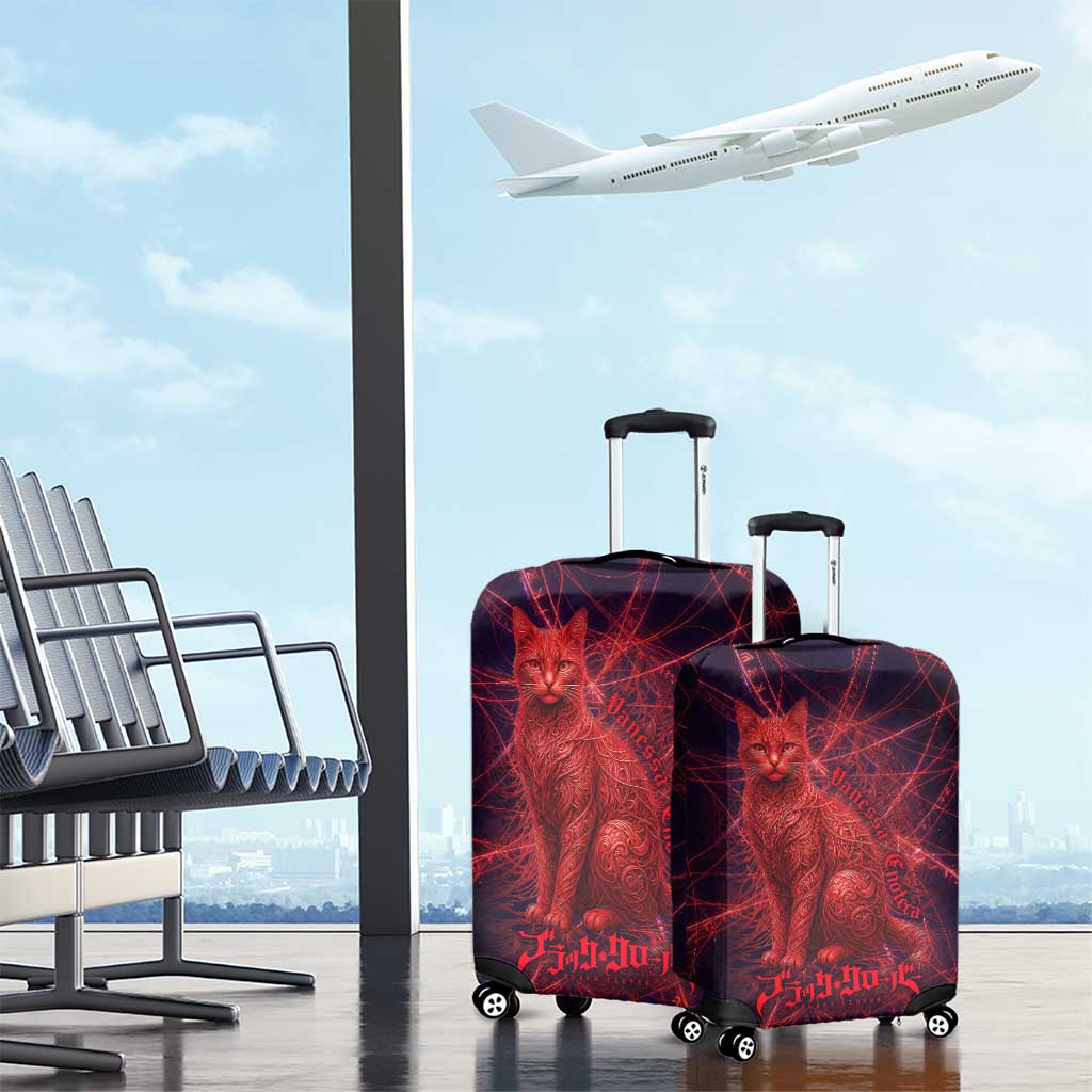 Vanessa Enoteca Black Clover Luggage Cover Arcane Thread Magic Style with Mystic Red Cat Motif