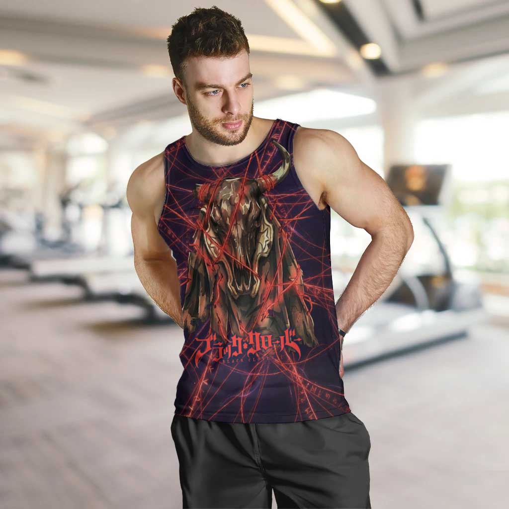 Vanessa Enoteca Black Clover Men Tank Top Arcane Thread Magic Style with Mystic Red Cat Motif