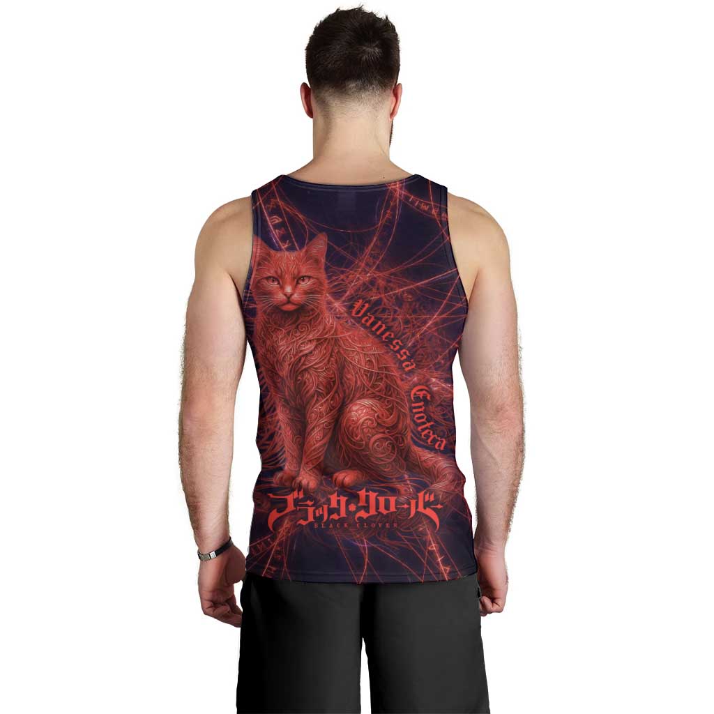 Vanessa Enoteca Black Clover Men Tank Top Arcane Thread Magic Style with Mystic Red Cat Motif