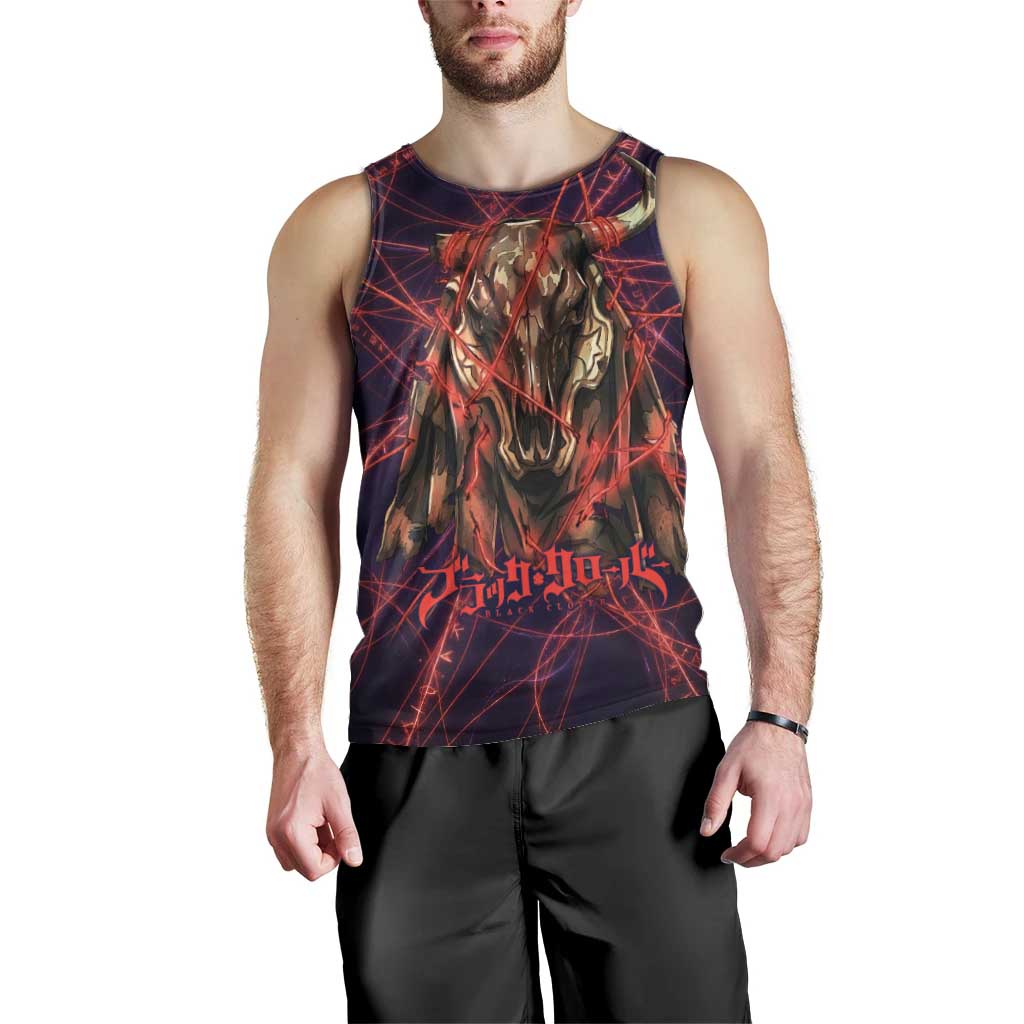 Vanessa Enoteca Black Clover Men Tank Top Arcane Thread Magic Style with Mystic Red Cat Motif