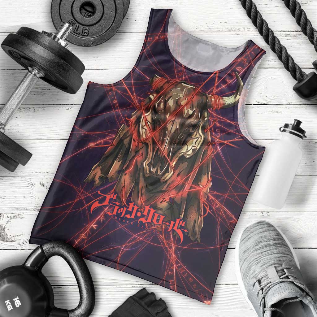 Vanessa Enoteca Black Clover Men Tank Top Arcane Thread Magic Style with Mystic Red Cat Motif