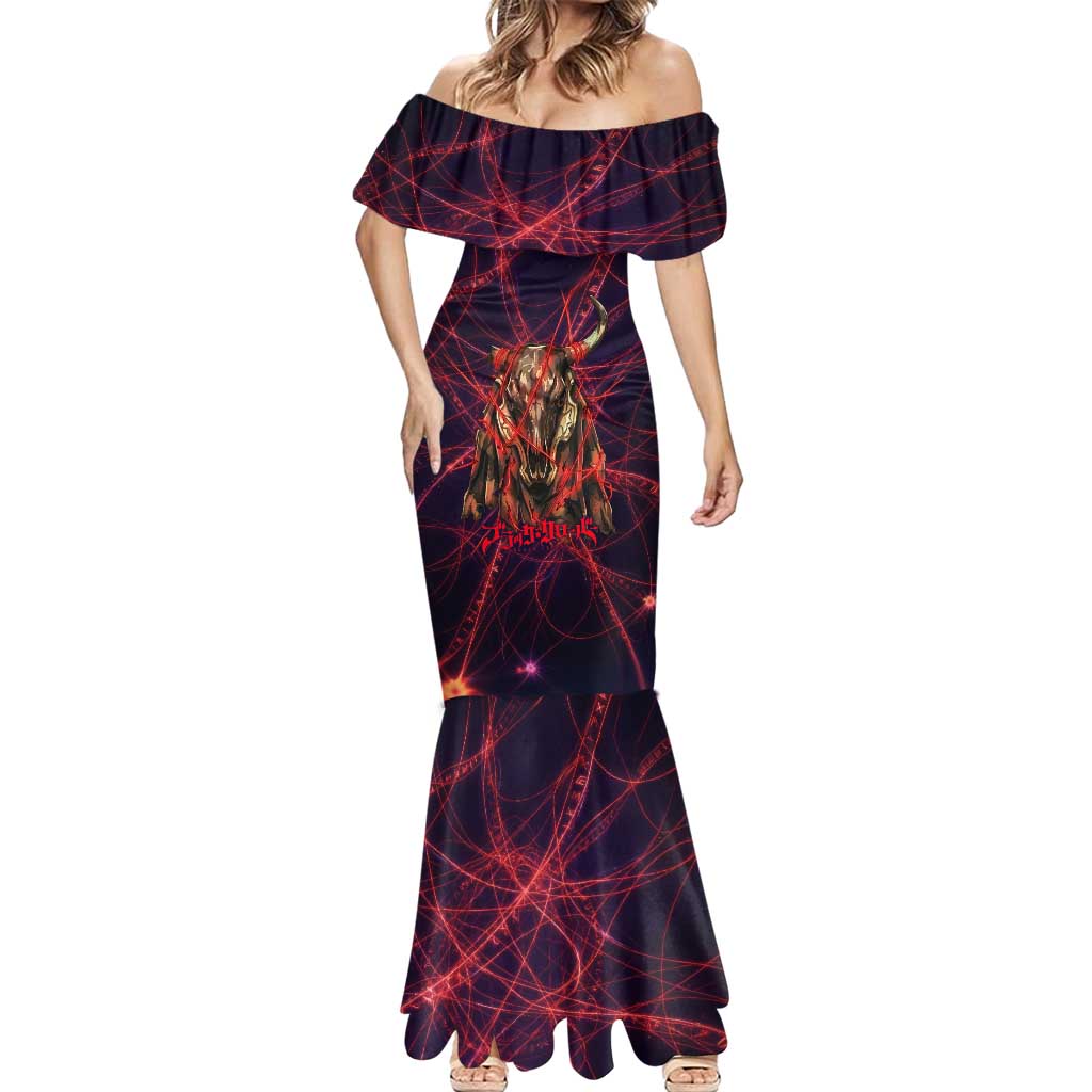 Vanessa Enoteca Black Clover Mermaid Dress Arcane Thread Magic Style with Mystic Red Cat Motif