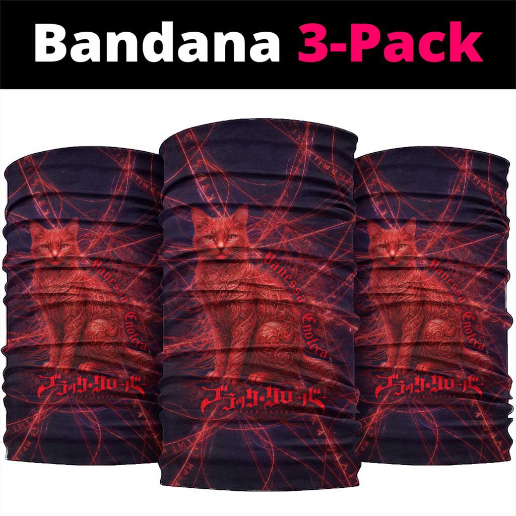 Vanessa Enoteca Black Clover Neck Gaiter Arcane Thread Magic Style with Mystic Red Cat Motif