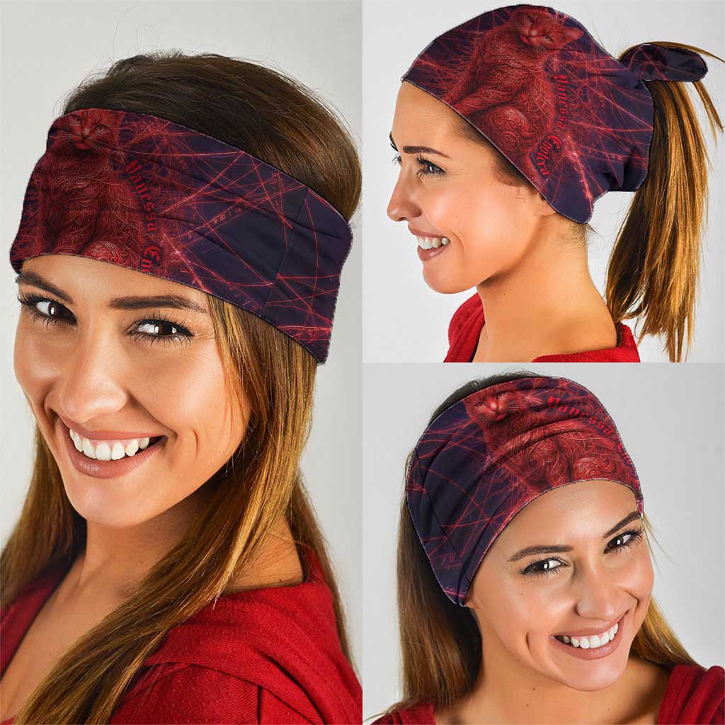 Vanessa Enoteca Black Clover Neck Gaiter Arcane Thread Magic Style with Mystic Red Cat Motif