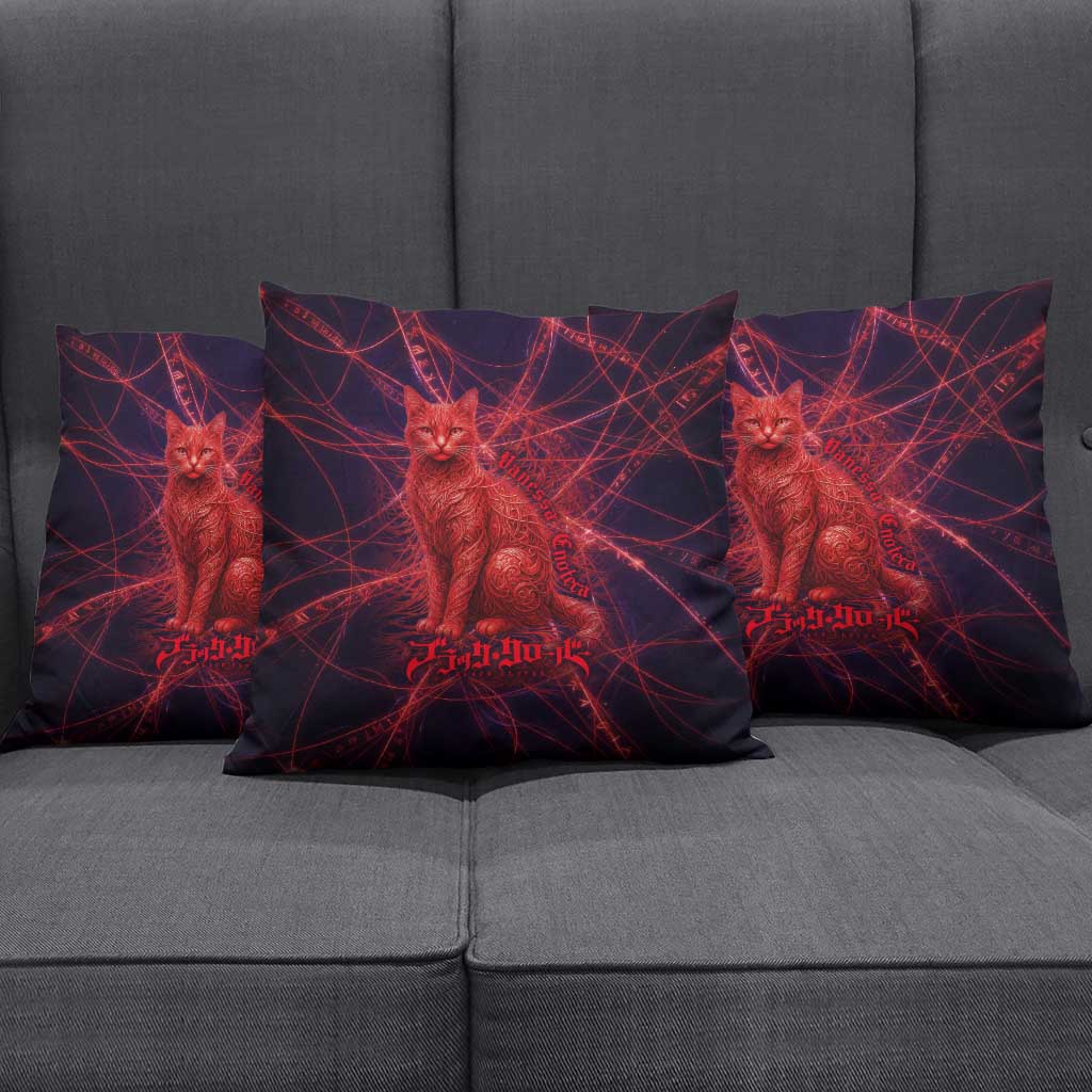Vanessa Enoteca Black Clover Pillow Cover Arcane Thread Magic Style with Mystic Red Cat Motif