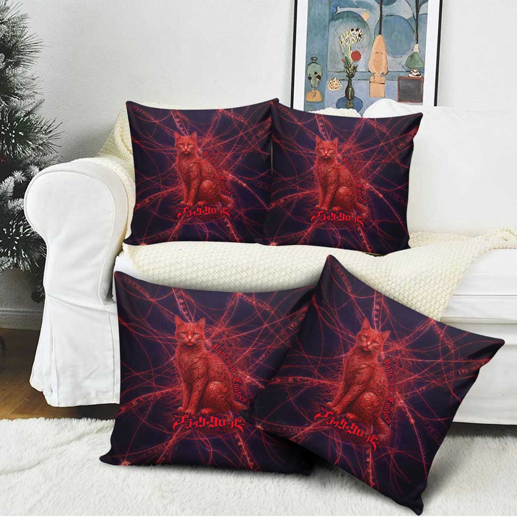 Vanessa Enoteca Black Clover Pillow Cover Arcane Thread Magic Style with Mystic Red Cat Motif