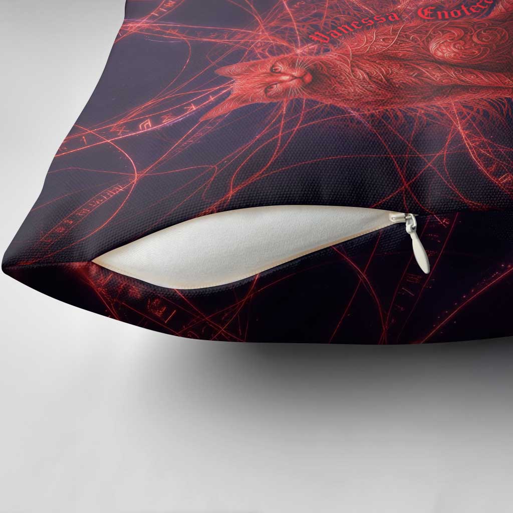 Vanessa Enoteca Black Clover Pillow Cover Arcane Thread Magic Style with Mystic Red Cat Motif