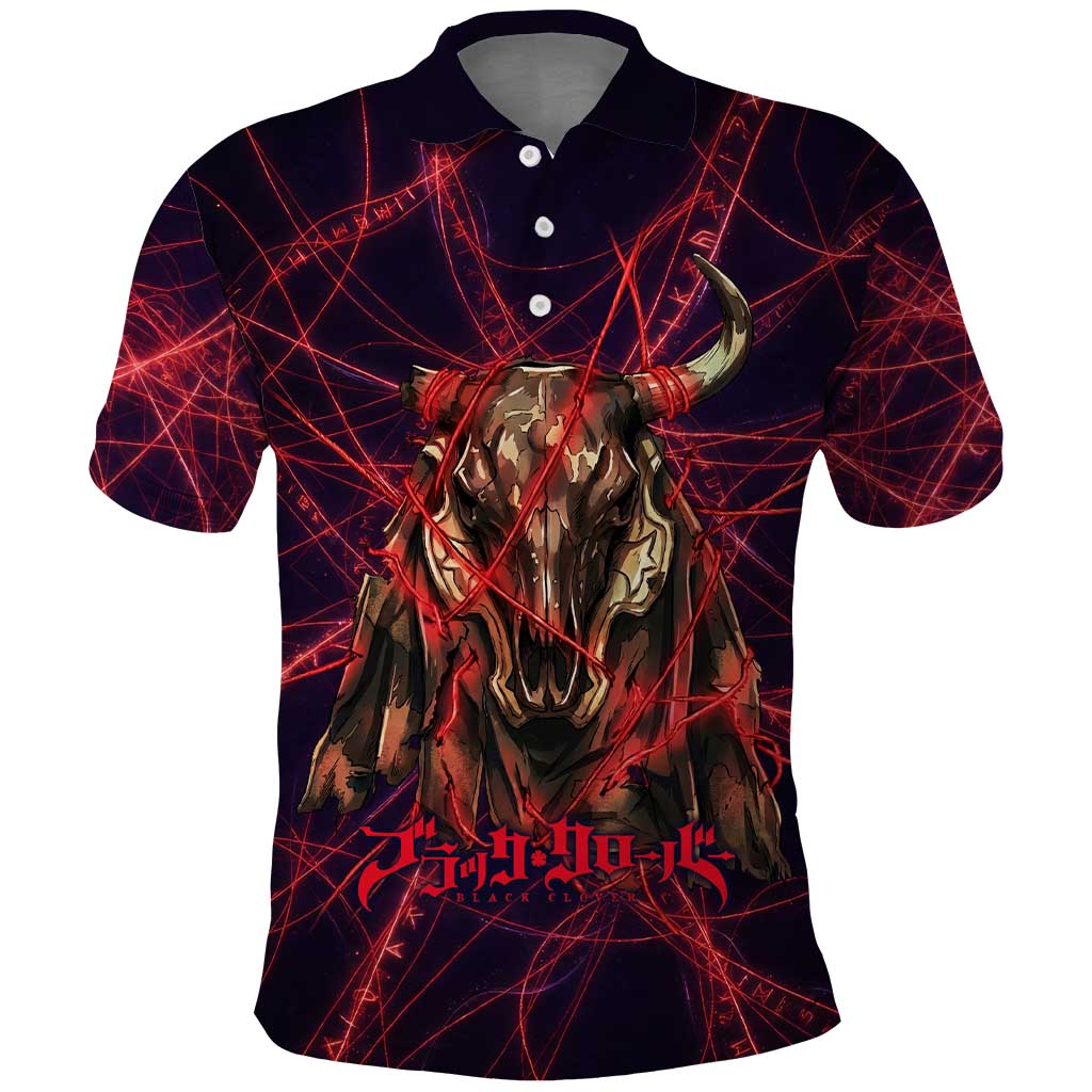 Vanessa Enoteca Black Clover Polo Shirt Arcane Thread Magic Style with Mystic Red Cat Motif