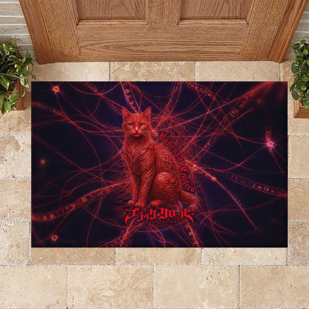 Vanessa Enoteca Black Clover Rubber Doormat Arcane Thread Magic Style with Mystic Red Cat Motif