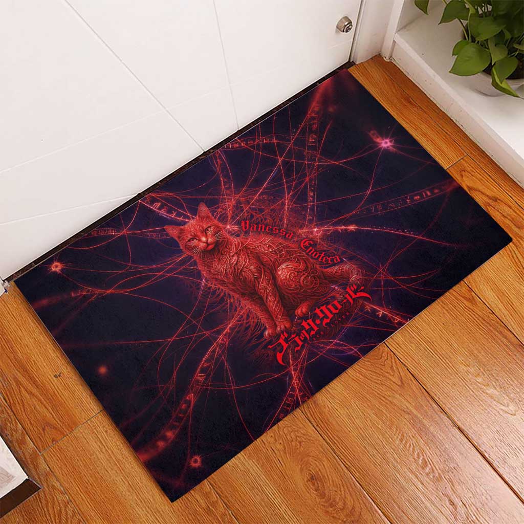 Vanessa Enoteca Black Clover Rubber Doormat Arcane Thread Magic Style with Mystic Red Cat Motif