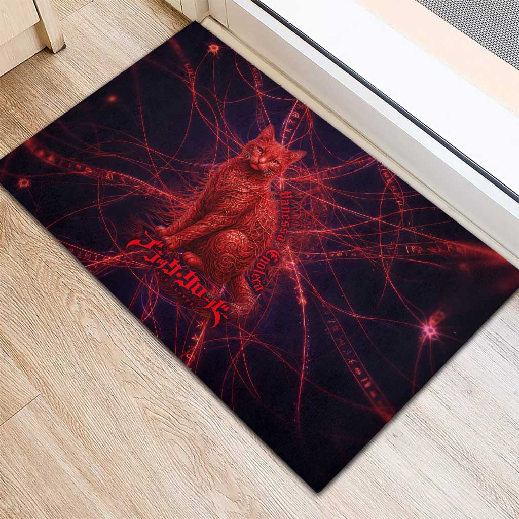 Vanessa Enoteca Black Clover Rubber Doormat Arcane Thread Magic Style with Mystic Red Cat Motif