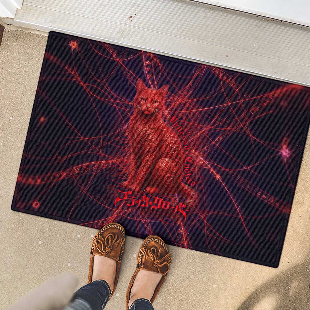 Vanessa Enoteca Black Clover Rubber Doormat Arcane Thread Magic Style with Mystic Red Cat Motif
