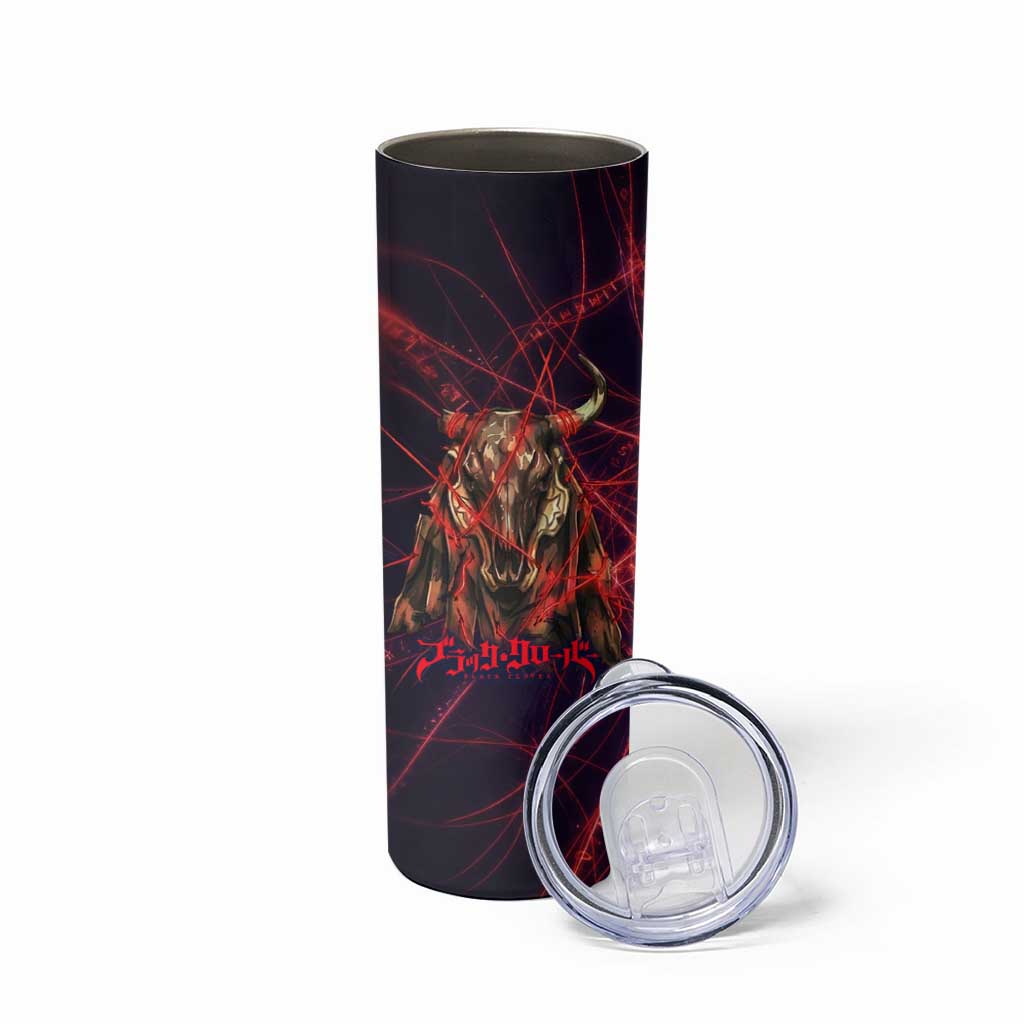 Vanessa Enoteca Black Clover Skinny Tumbler Arcane Thread Magic Style with Mystic Red Cat Motif