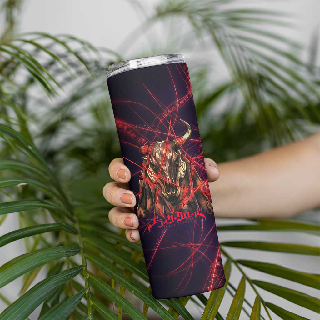 Vanessa Enoteca Black Clover Skinny Tumbler Arcane Thread Magic Style with Mystic Red Cat Motif