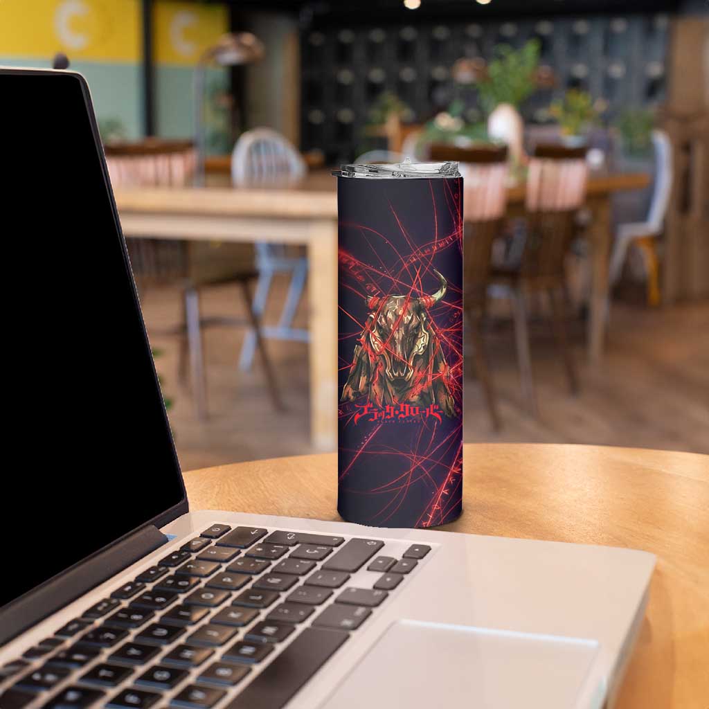 Vanessa Enoteca Black Clover Skinny Tumbler Arcane Thread Magic Style with Mystic Red Cat Motif