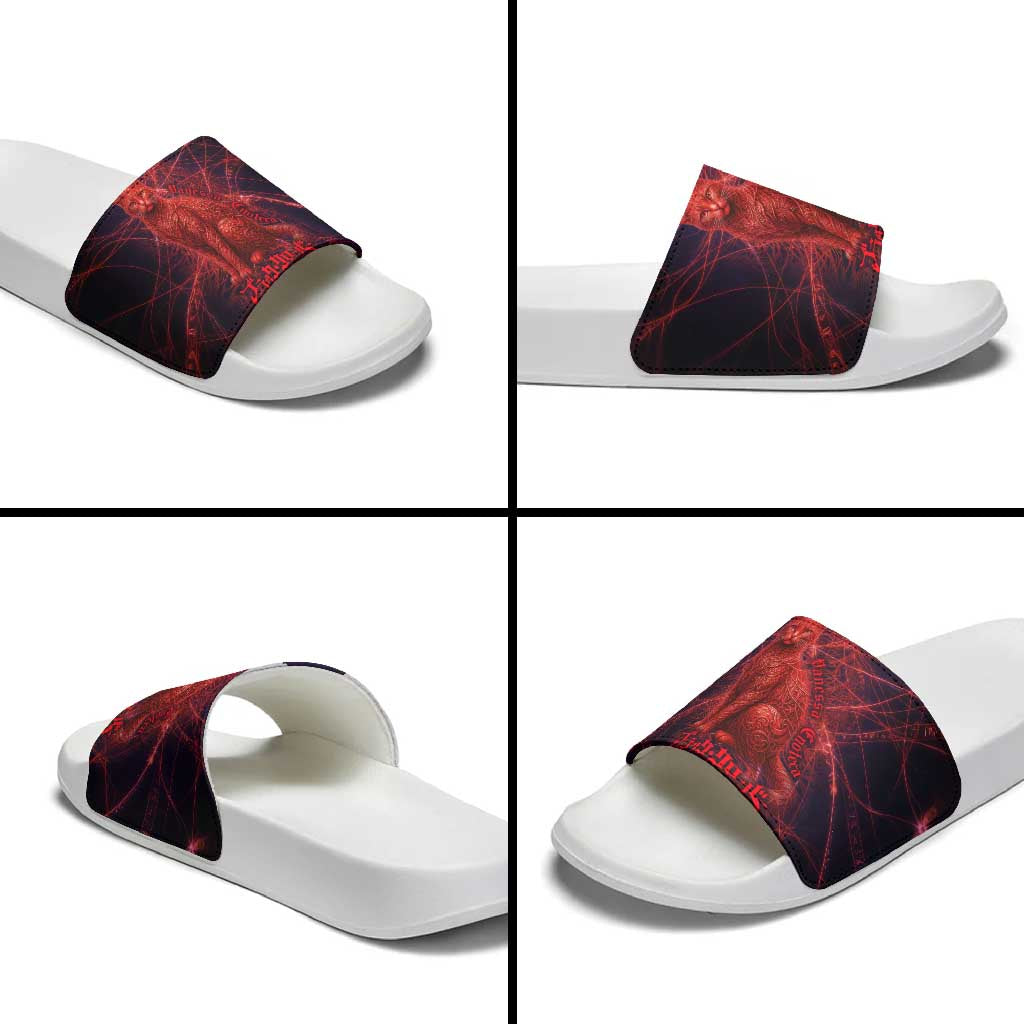 Vanessa Enoteca Black Clover Slide Sandals Arcane Thread Magic Style with Mystic Red Cat Motif