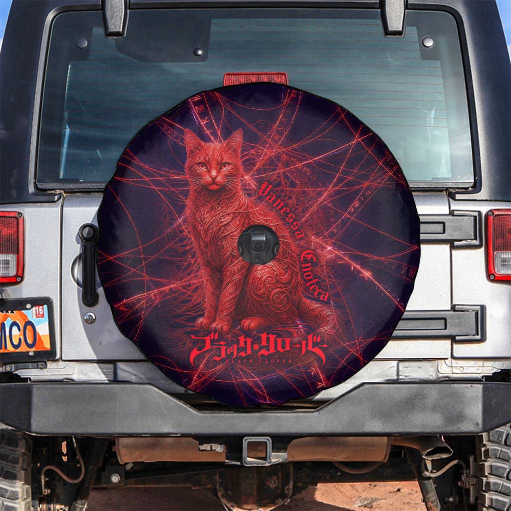 Vanessa Enoteca Black Clover Spare Tire Cover Arcane Thread Magic Style with Mystic Red Cat Motif