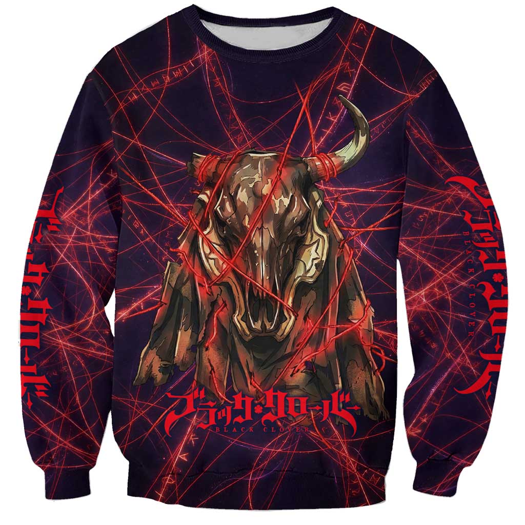Vanessa Enoteca Black Clover Sweatshirt Arcane Thread Magic Style with Mystic Red Cat Motif