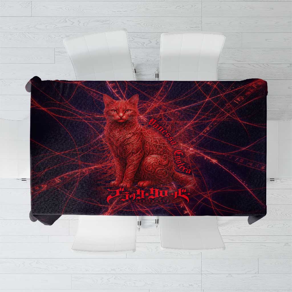 Vanessa Enoteca Black Clover Tablecloth Arcane Thread Magic Style with Mystic Red Cat Motif