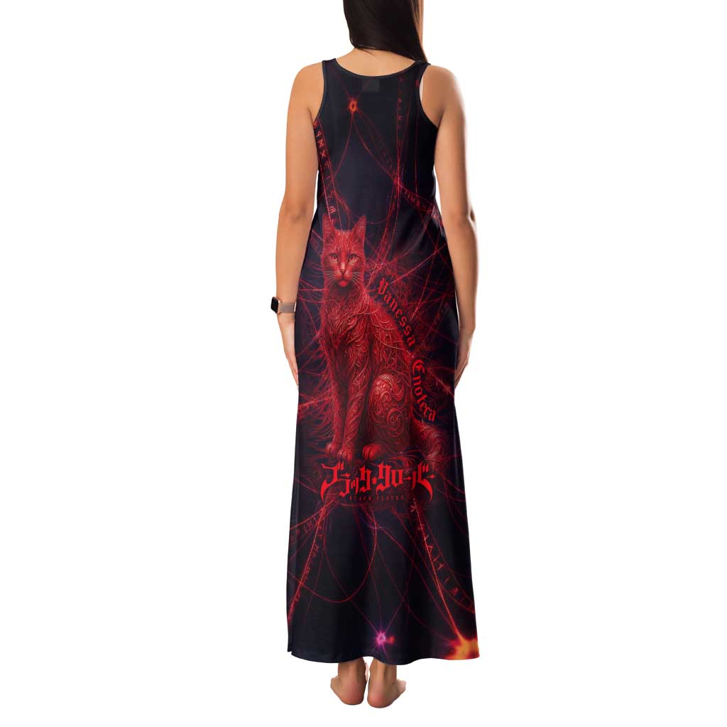 Vanessa Enoteca Black Clover Tank Maxi Dress Arcane Thread Magic Style with Mystic Red Cat Motif