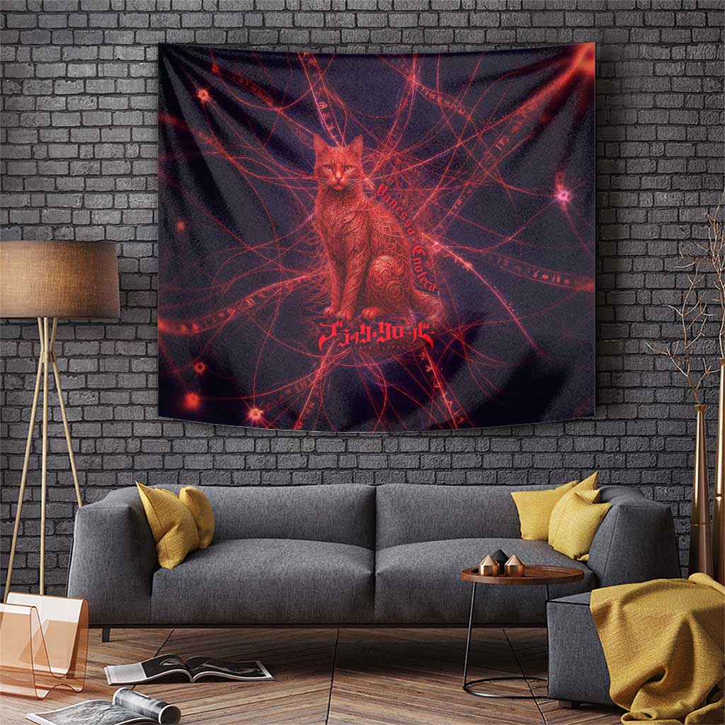 Vanessa Enoteca Black Clover Tapestry Arcane Thread Magic Style with Mystic Red Cat Motif