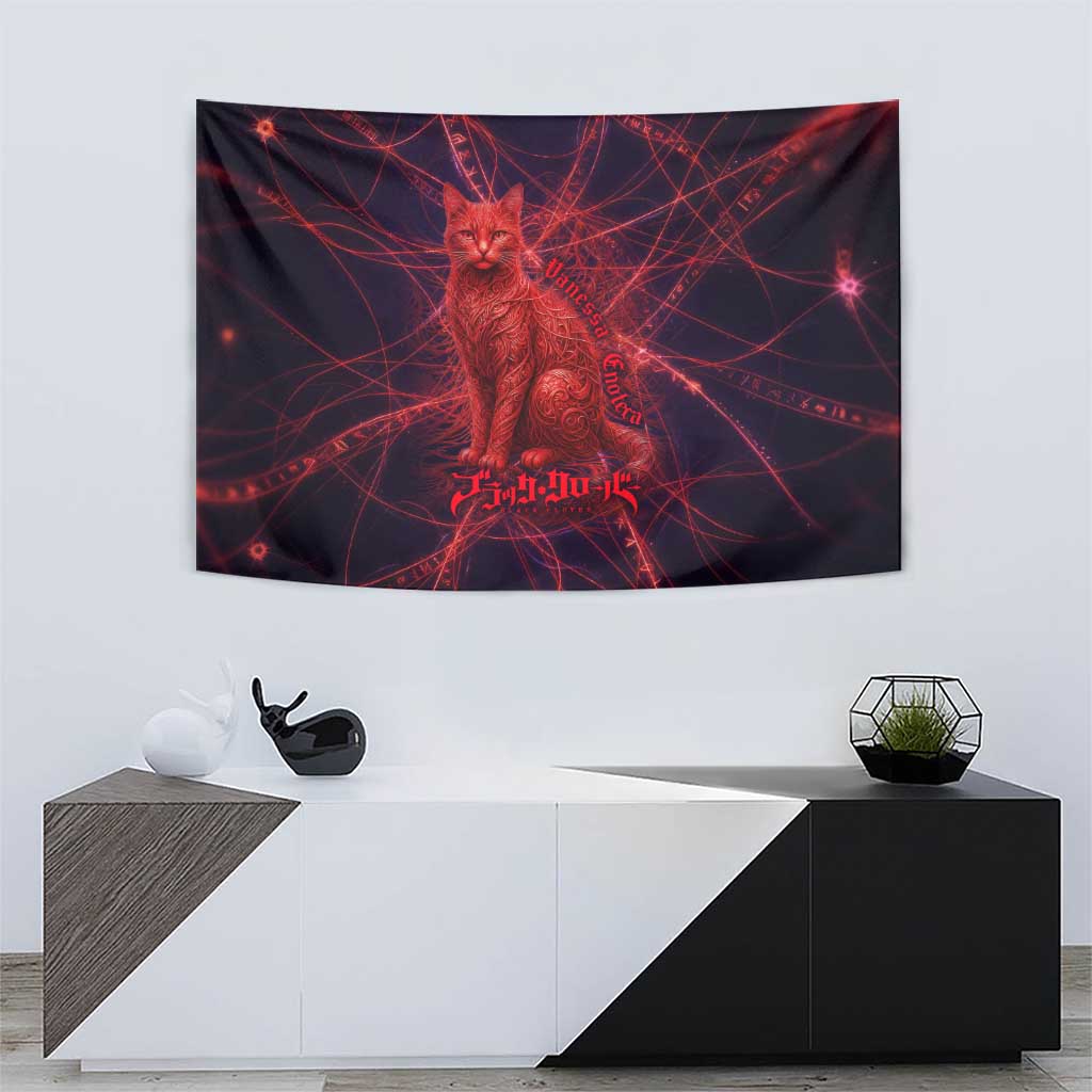 Vanessa Enoteca Black Clover Tapestry Arcane Thread Magic Style with Mystic Red Cat Motif
